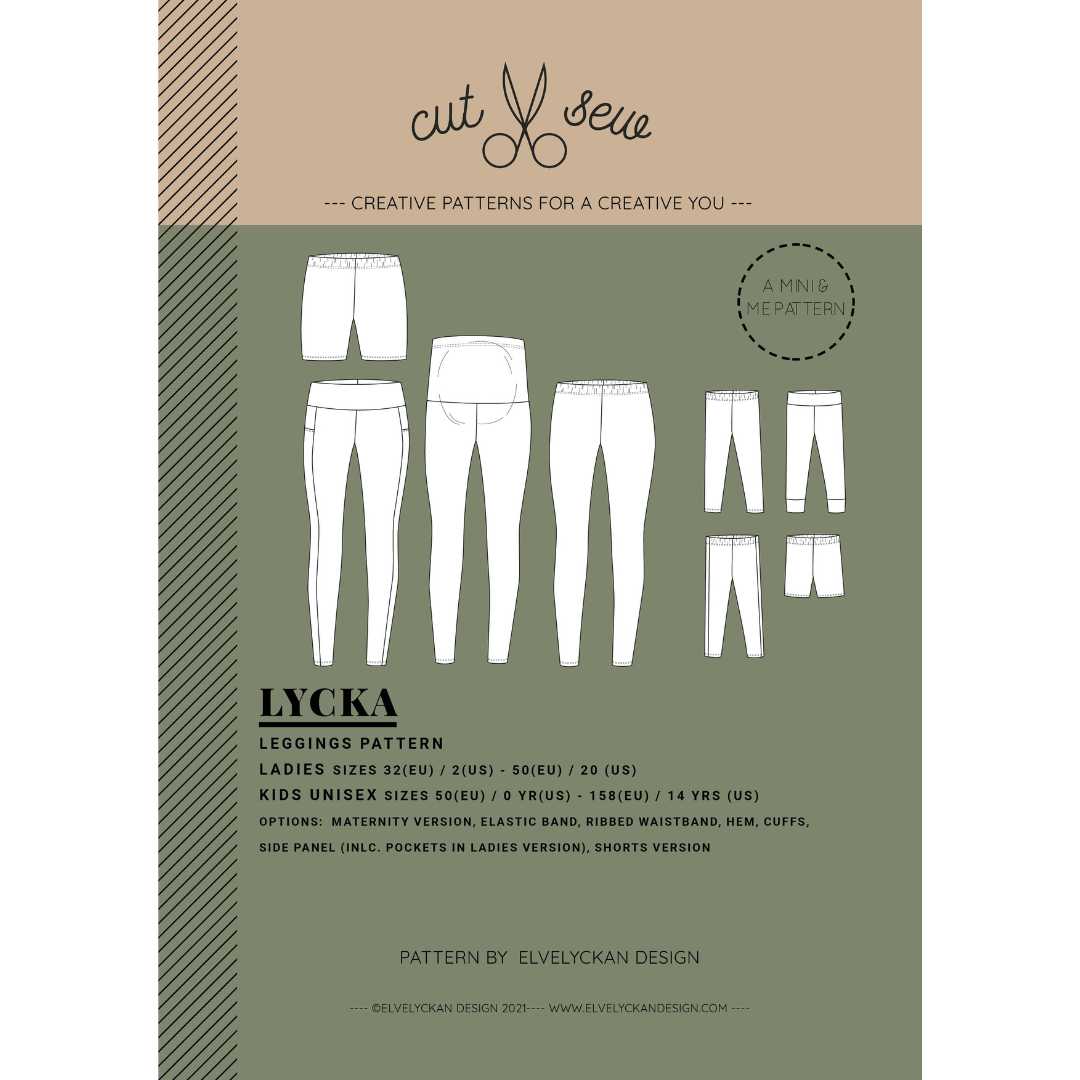 LYCKA Leggings Sewing Pattern by Cut & Sew - Children and Adult Sizing
