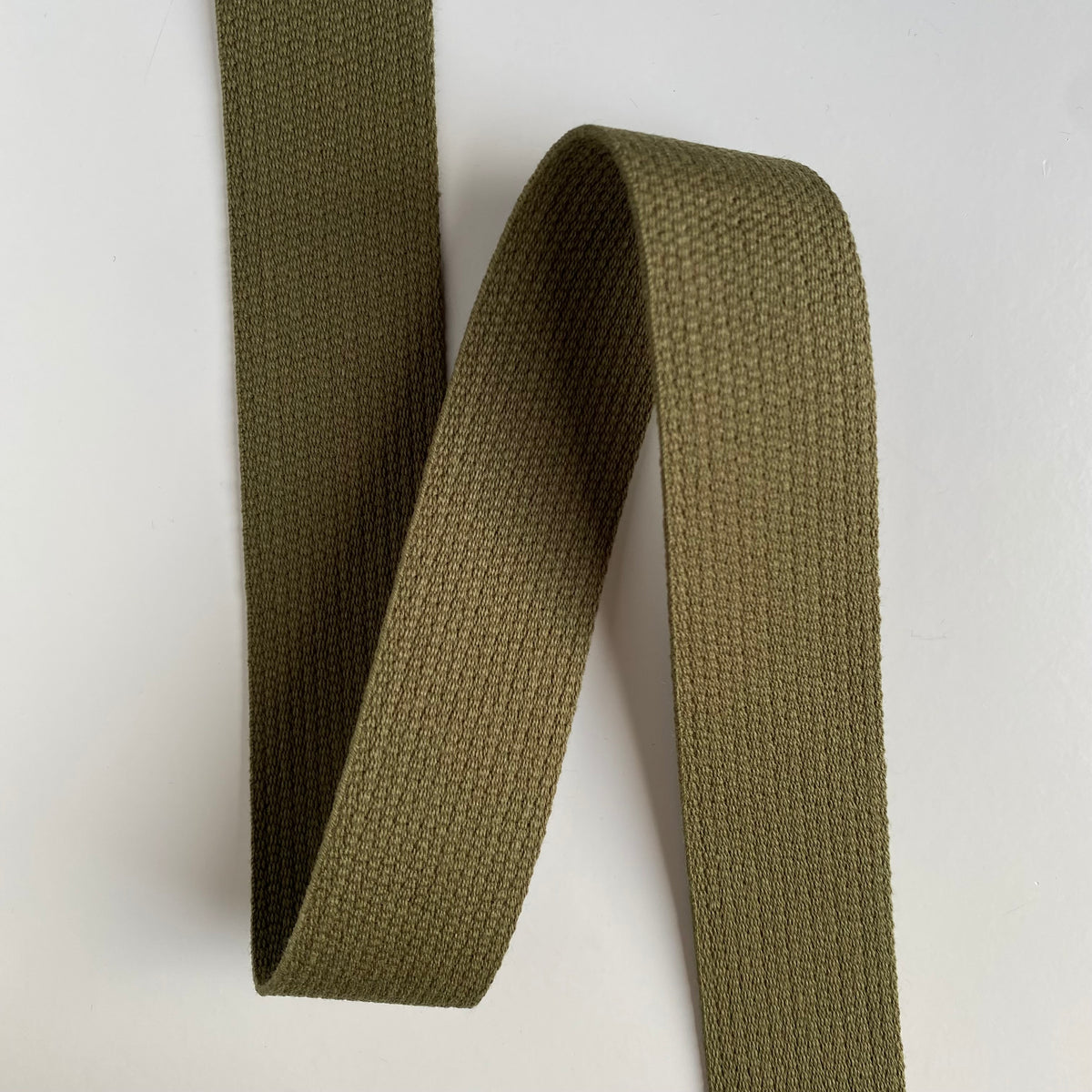 30mm wide cotton bag webbing in khaki green