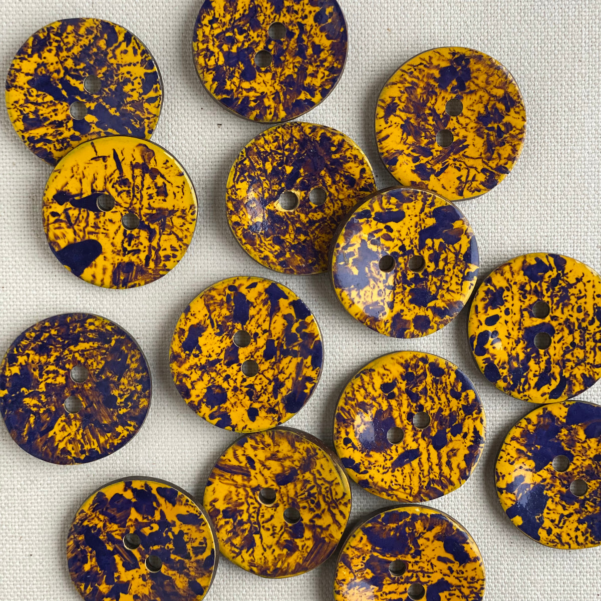 Coconut Shell Button - Purple Splatter (30mm)