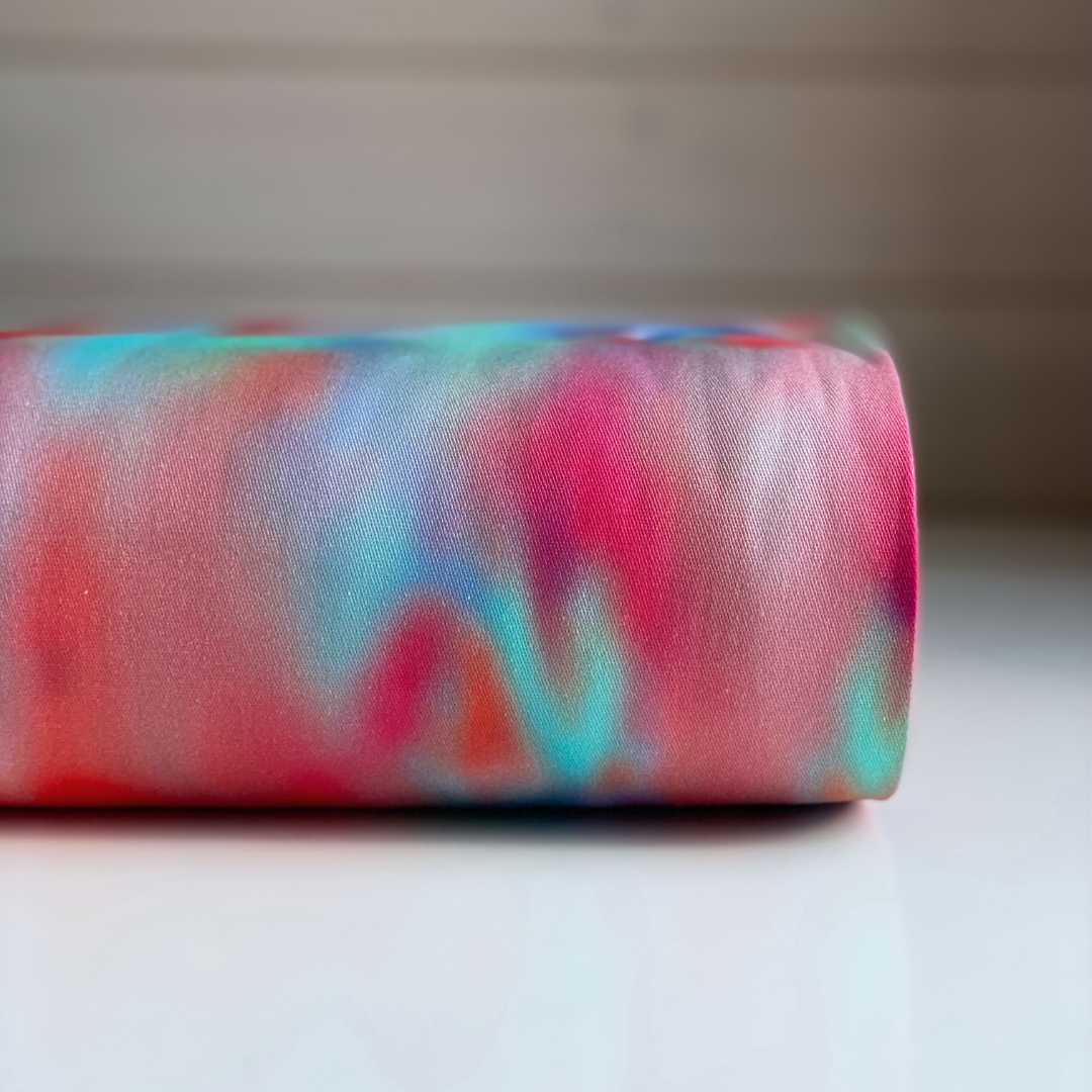 Stretch Denim Fabric - Raspberry Rainbow - Priced per 0.5 metre
