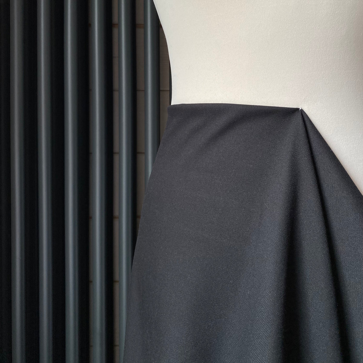 Recycled Stretch Bamboo Twill Fabric - Black - Priced per 0.5 metre