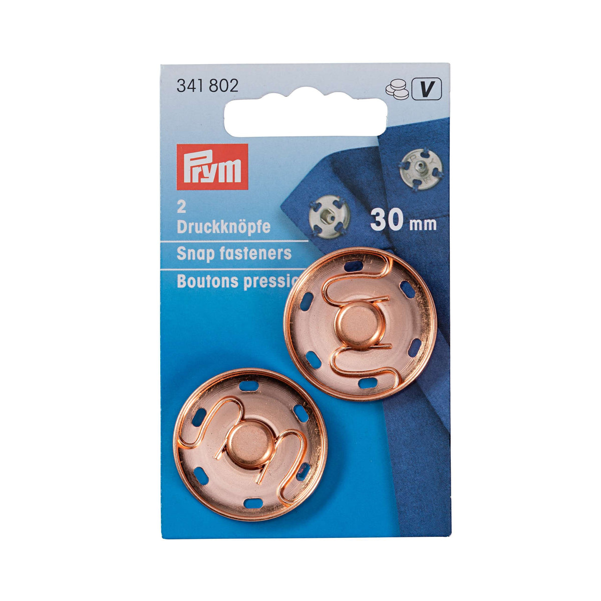 Prym Sew-on Snap Fasteners - Rose Gold - 30mm