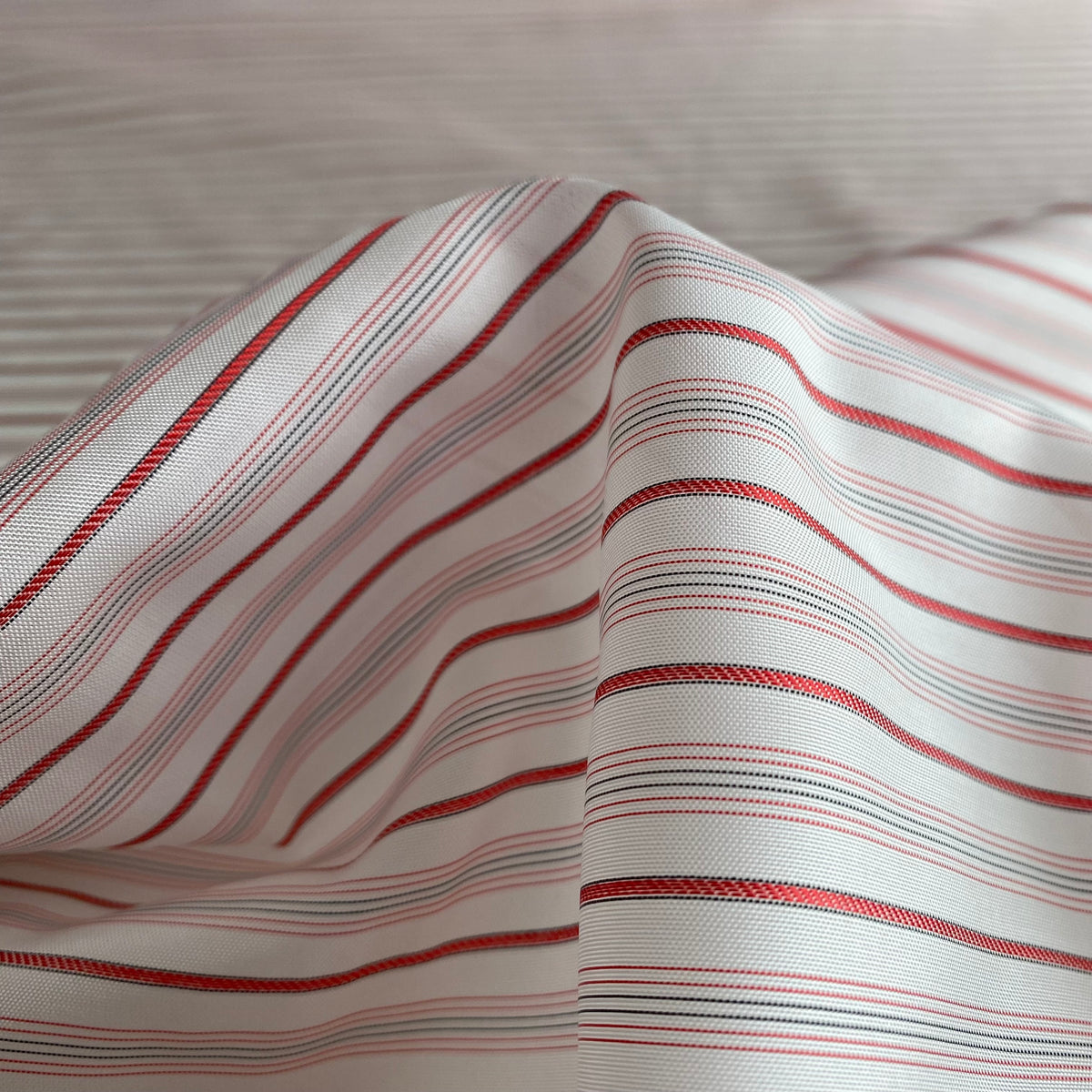 Cupro Lining Fabric - Red/Black Stripes - Priced per 0.5 metre