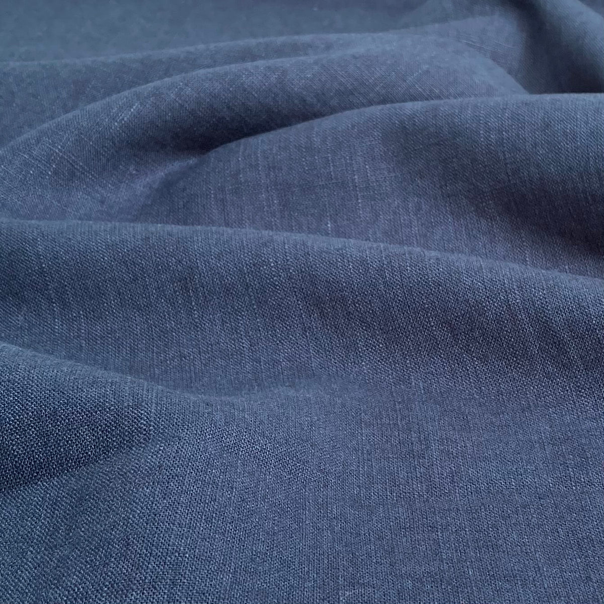 Enzyme Washed Linen Fabric - Navy - 0.5 metre
