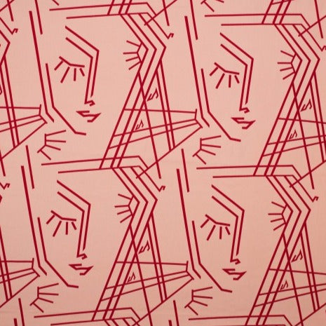Face Lines - Cotton Poplin Fabric - 0.5 metre