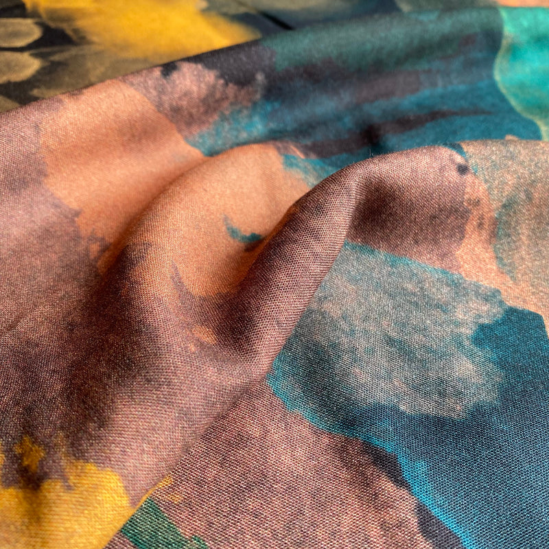 Brush Strokes Teal - Viscose fabric with Lenzing™️ EcoVero™️ fibres - 0.5 metre