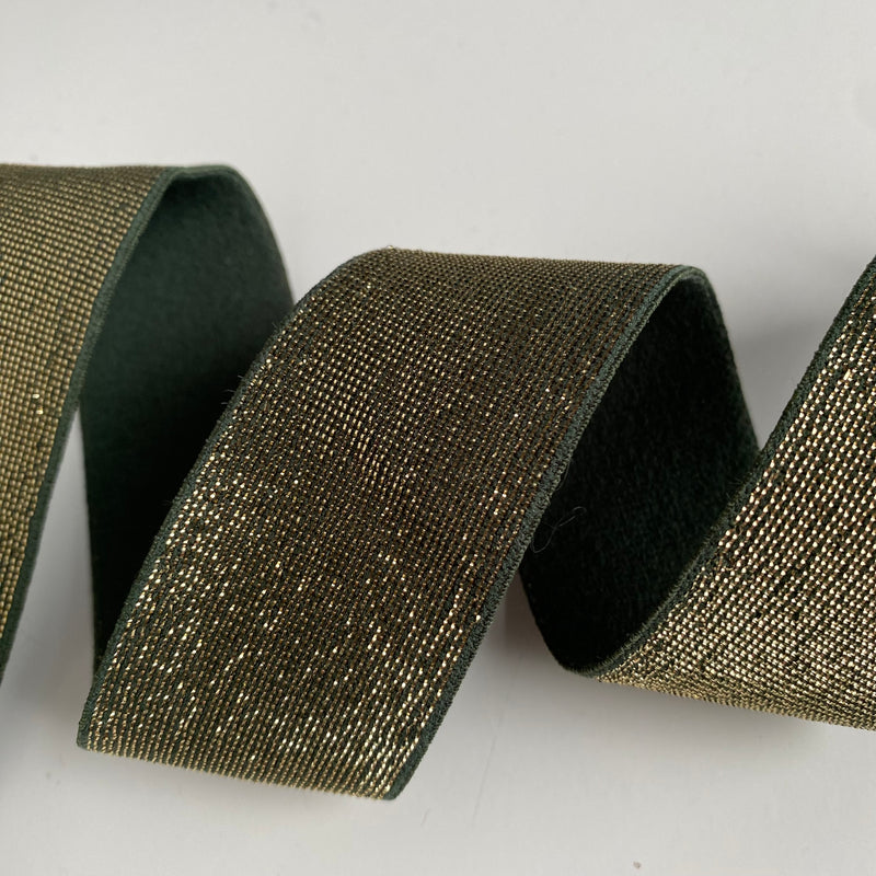 35mm Golden Lurex Elastic Band - Cedar