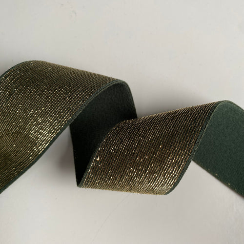 35mm Golden Lurex Elastic Band - Cedar