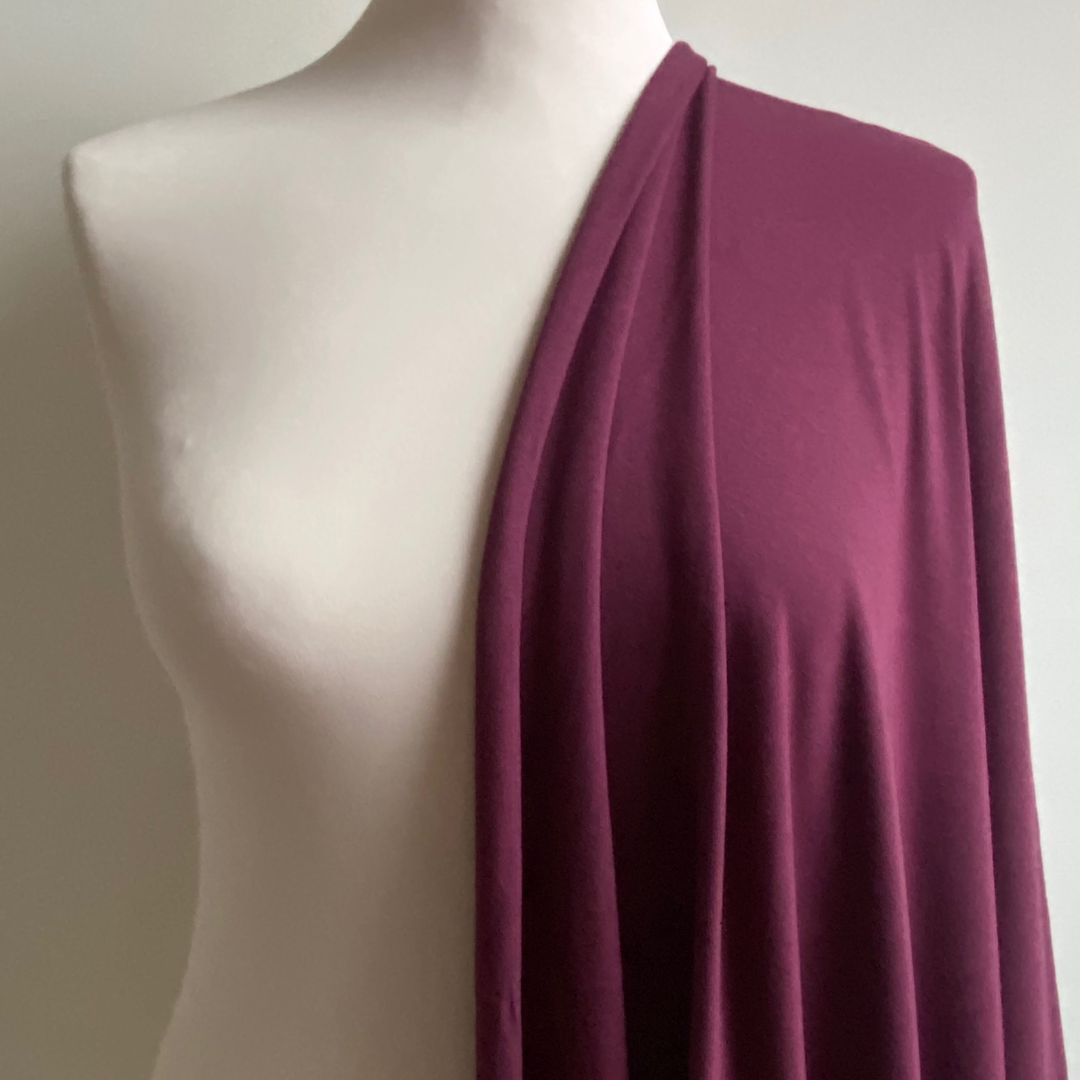 Bamboo Jersey Fabric - Wine - Priced per 0.5 metre