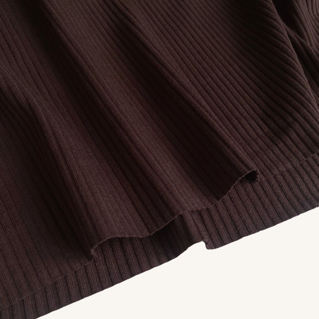 Bamboo Rib Knit Fabric - Chocolate