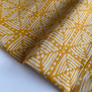 Block Print Cotton Voile Fabric - Amber Yellow