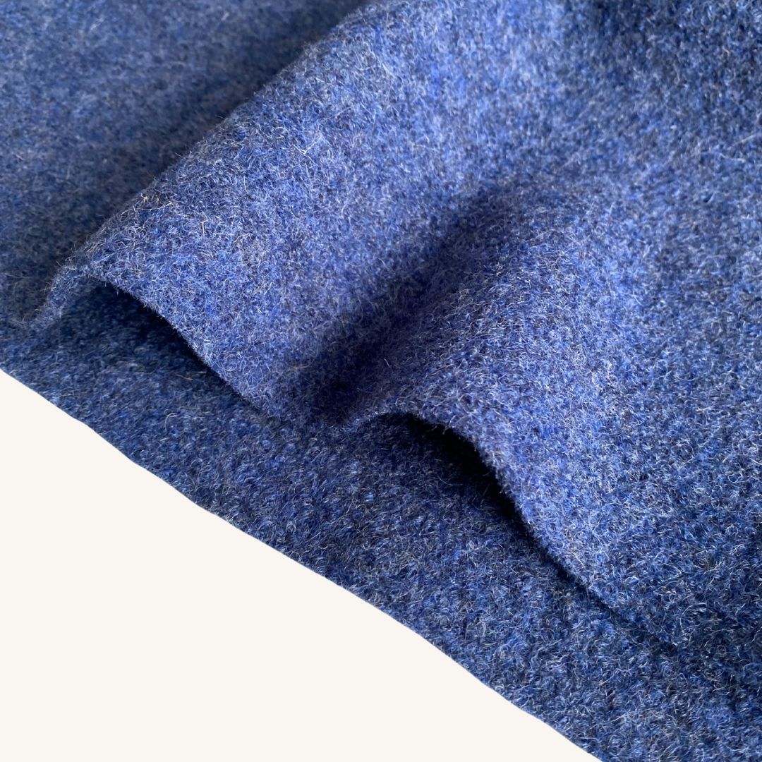 Boiled Wool - Blue Melange - Priced per 0.5 metre
