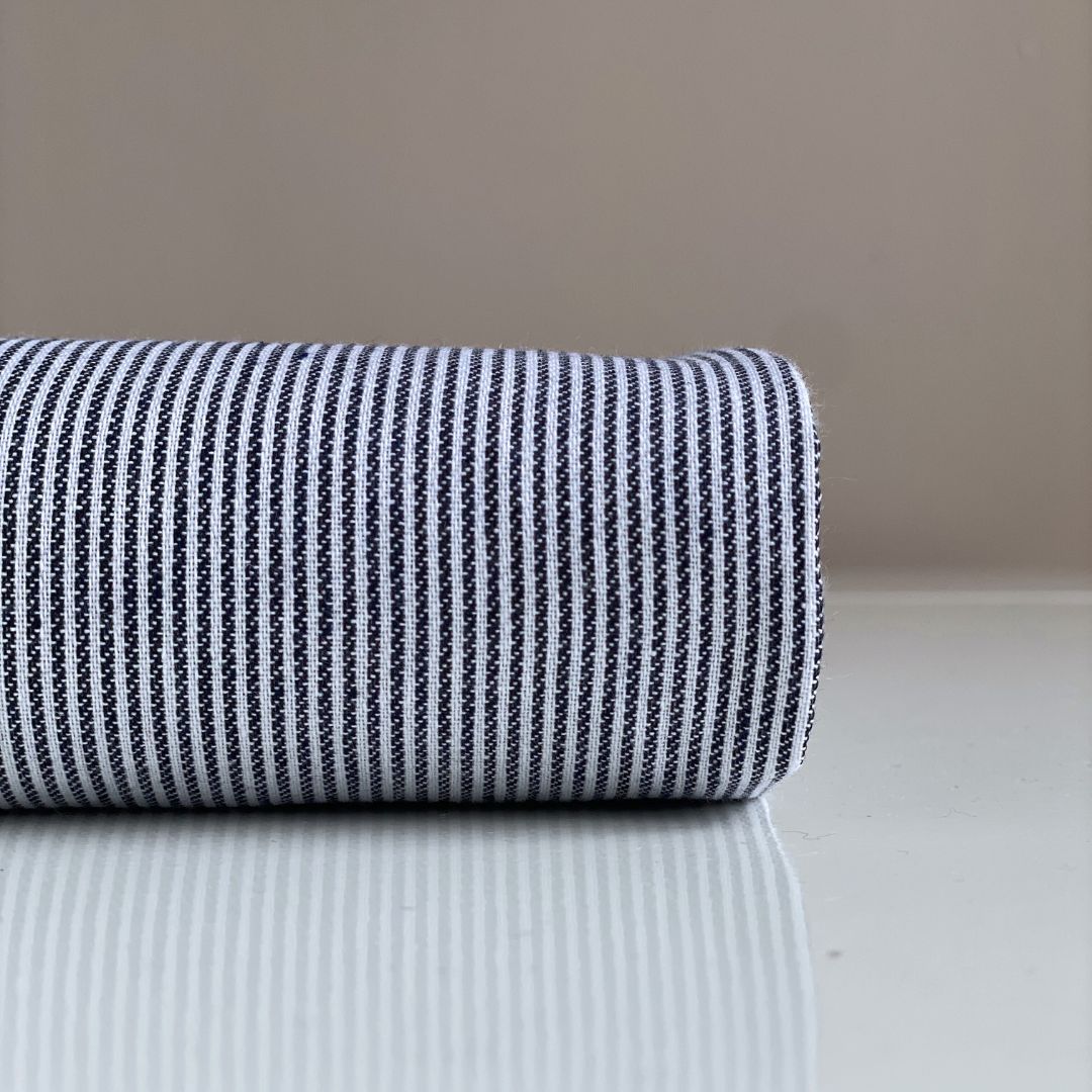 Cotton Mix Fabric - Blue Stripe