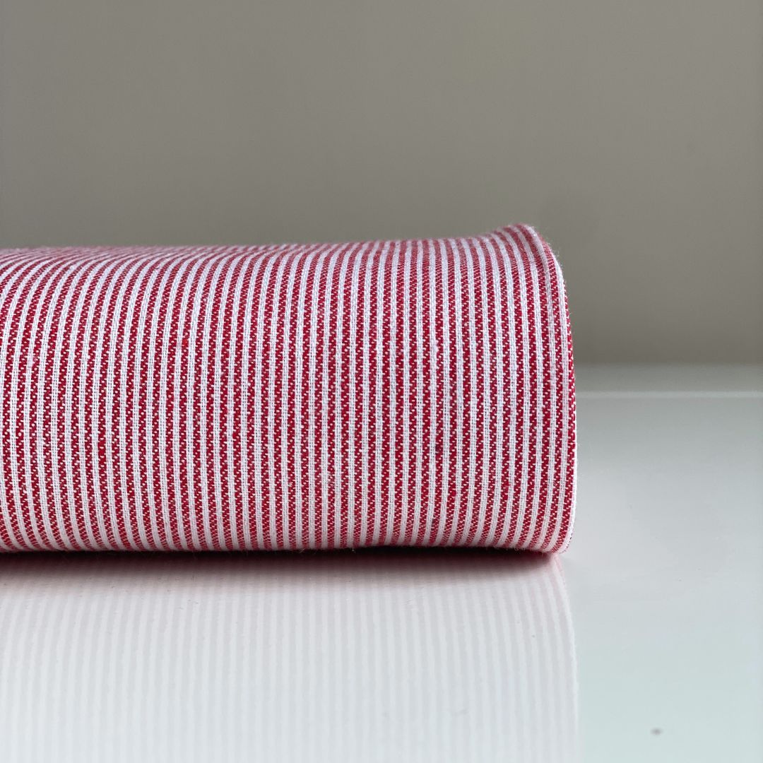 Cotton Mix Fabric - Red Stripe