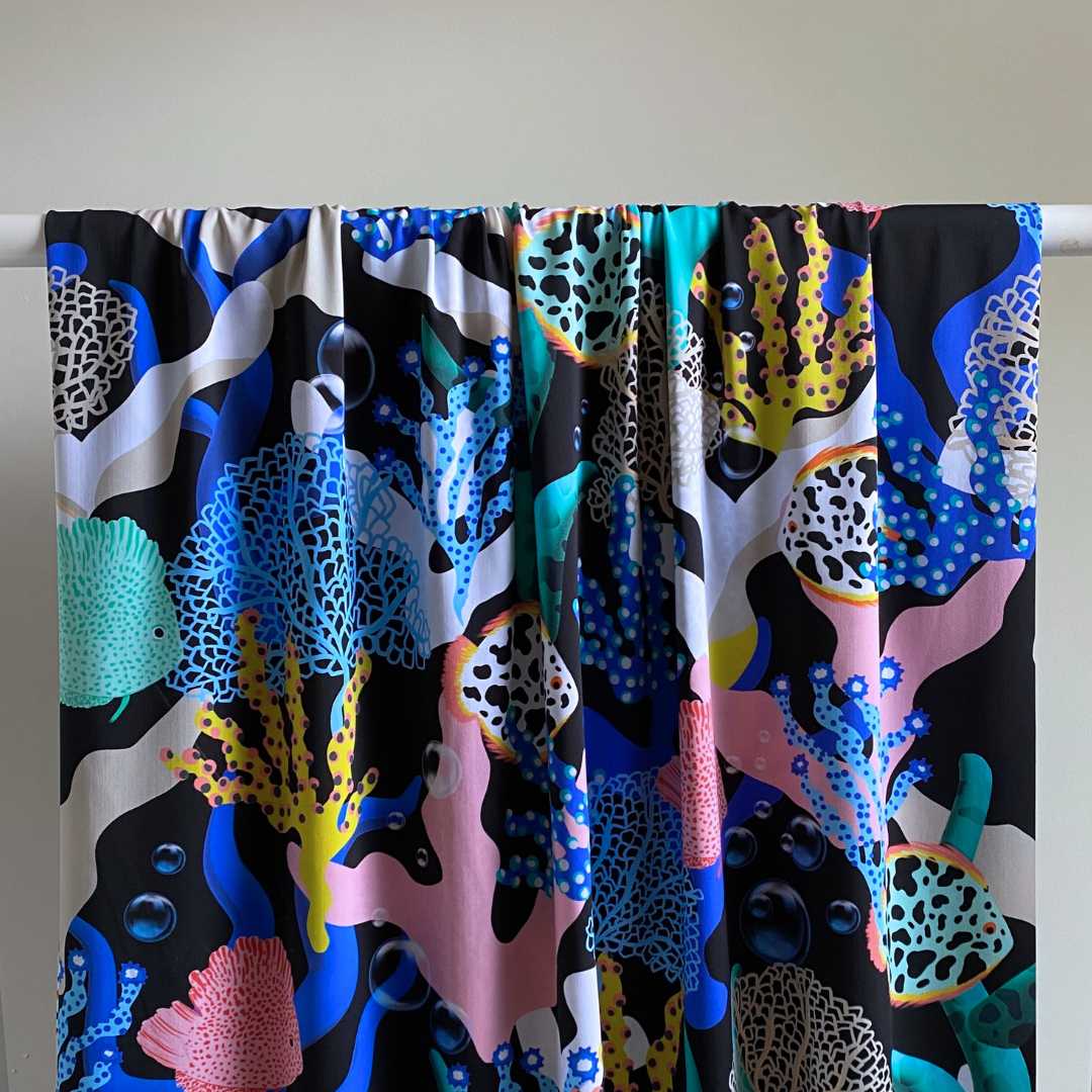 Coral Forest Deadstock Swim Fabric - Blue Lagoon - Priced per 0.5 metre
