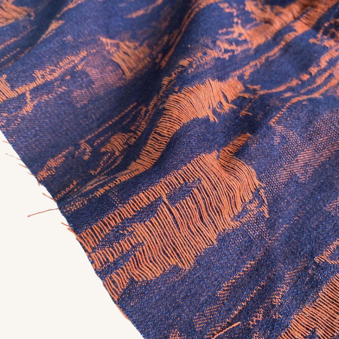 Electric Jacquard Denim 9.7oz - Navy and Orange
