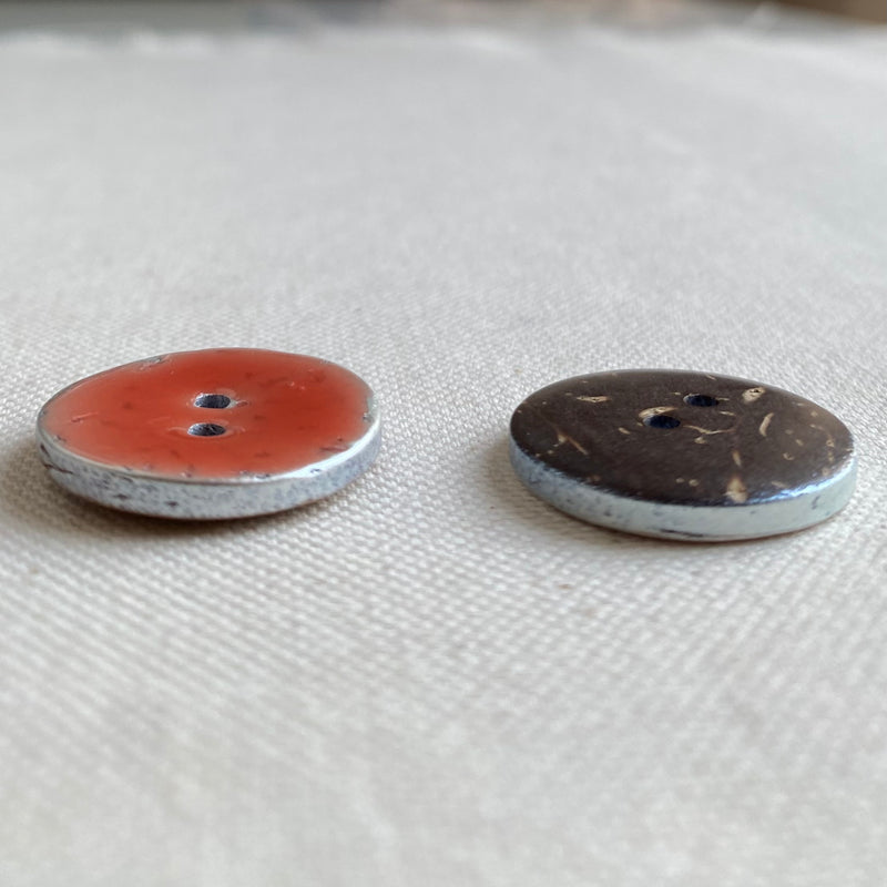 Coconut Shell Button - Pink Lacquered (23mm)