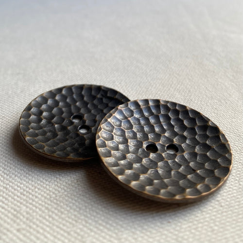 Old Bronze Metal Button - Hammered (33mm)