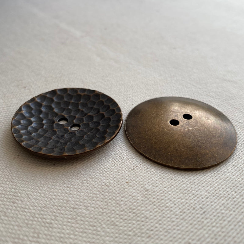 Old Bronze Metal Button - Hammered (33mm)