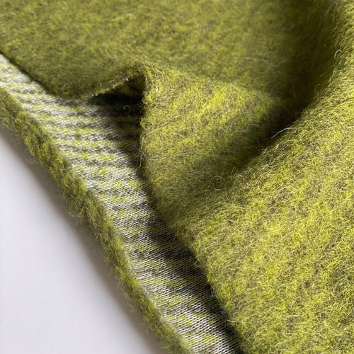 Fuzzy Wool Knit Coating Fabric - Moss Green - 0.5 metre