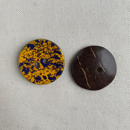Coconut Shell Button - Purple Splatter (30mm)