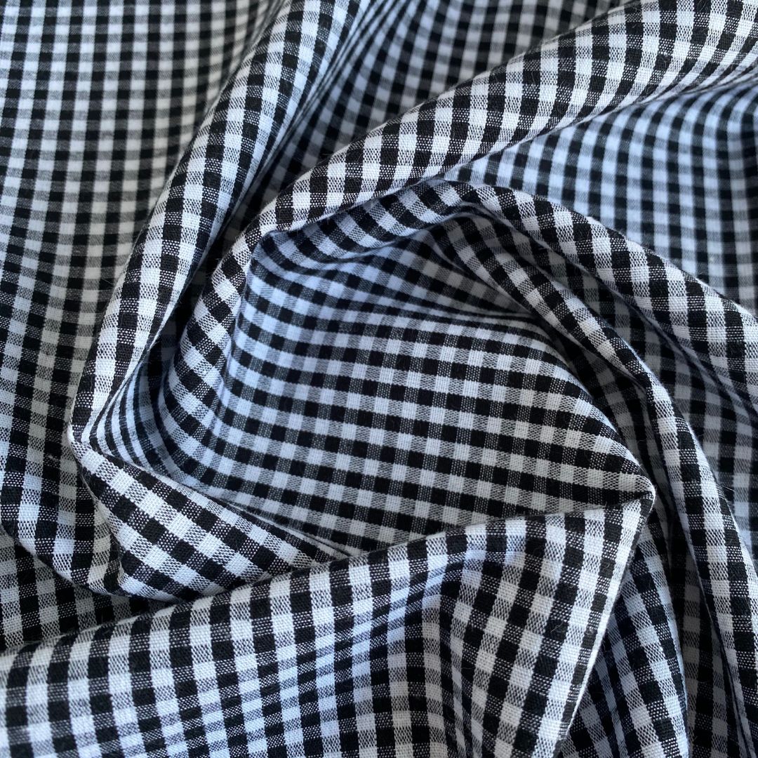 Gingham Cotton Fabric - Black