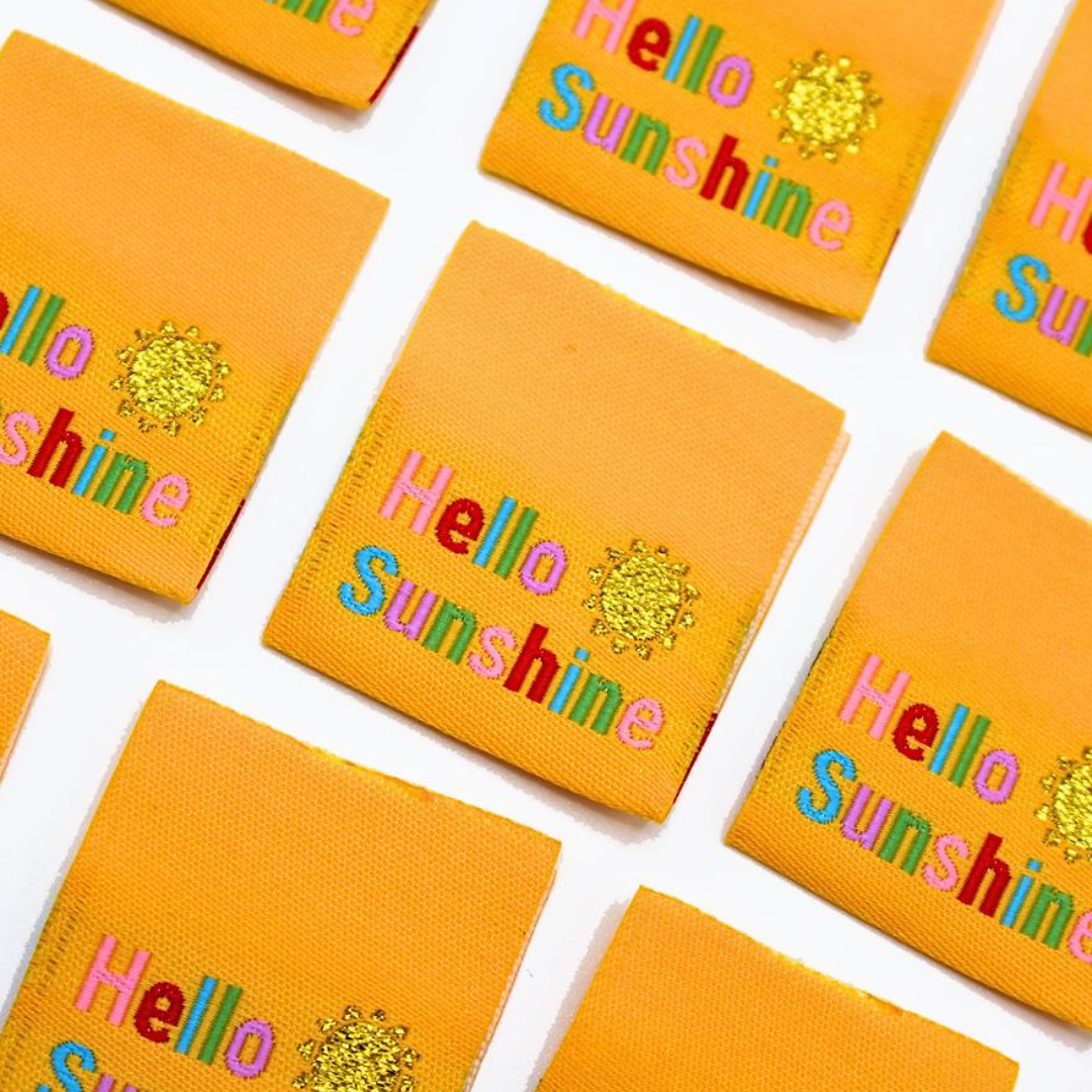 HELLO SUNSHINE by SA Labels - Pack of 8 Woven Sew-In Labels