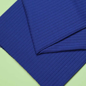 Organic Wide Derby Rib Knit Fabric - Cobalt Blue - Priced per 0.5 metre