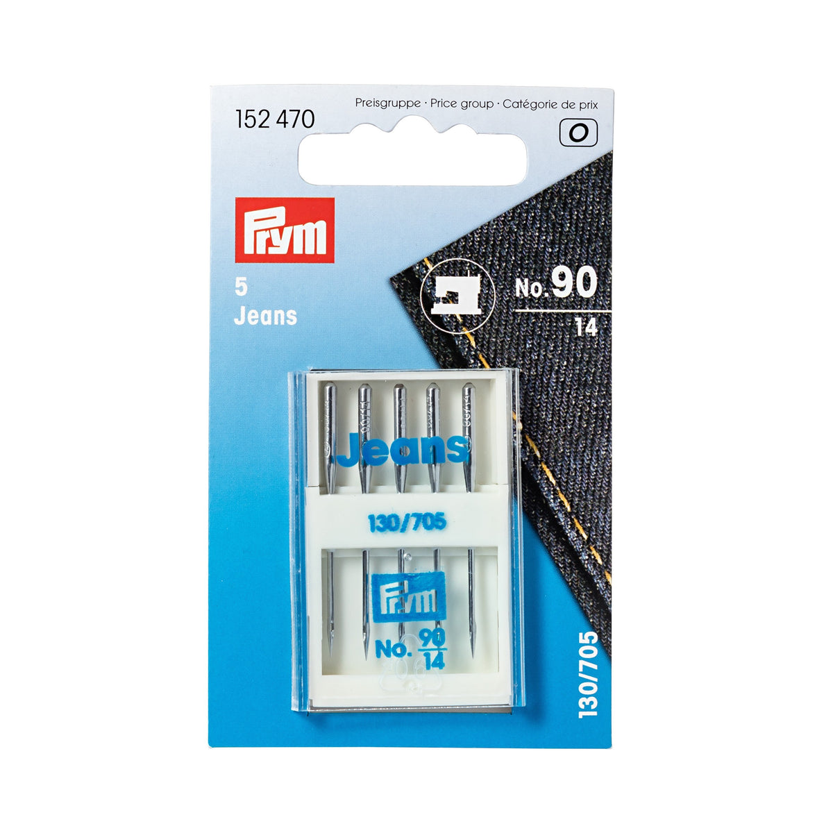 Prym Jeans Sewing Machine Needles - 130/705 90/14 - Pack of 5