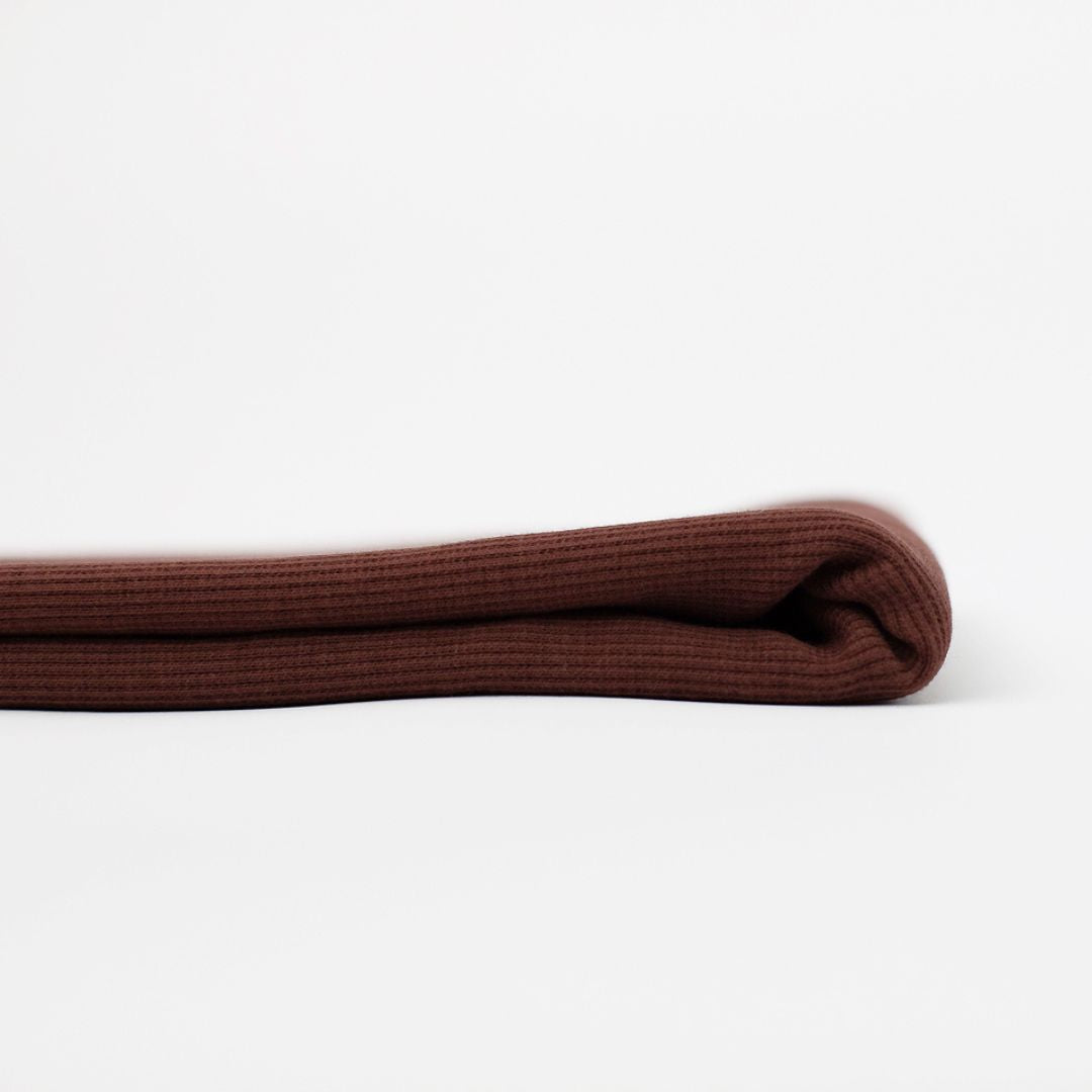 See You At Six - Cotton Ribbing Fabric - Rum Raisin Brown