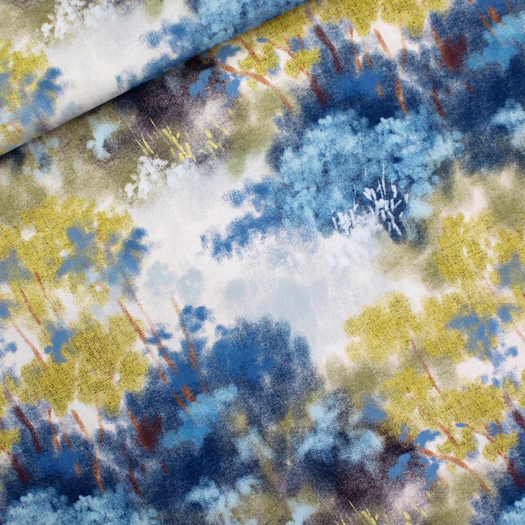 See You At Six - Cotton Canvas Gabardine Twill Fabric - Dreamy Forest