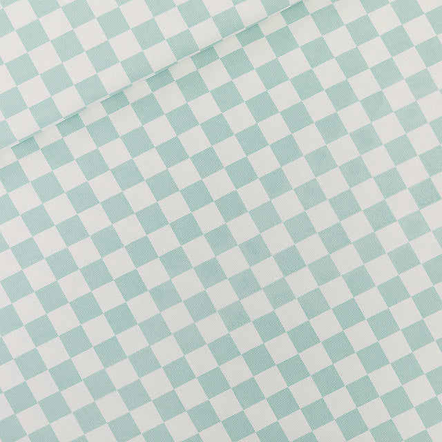See You At Six - Checkers Cotton Canvas Gabardine Twill Fabric - Off White and Granite Green - Priced per 0.5 metre