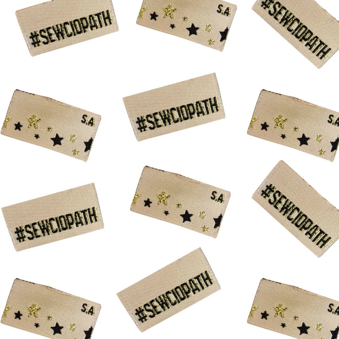 SEWCIOPATH by SA Labels - Woven Sew-In Labels - Pack of 8