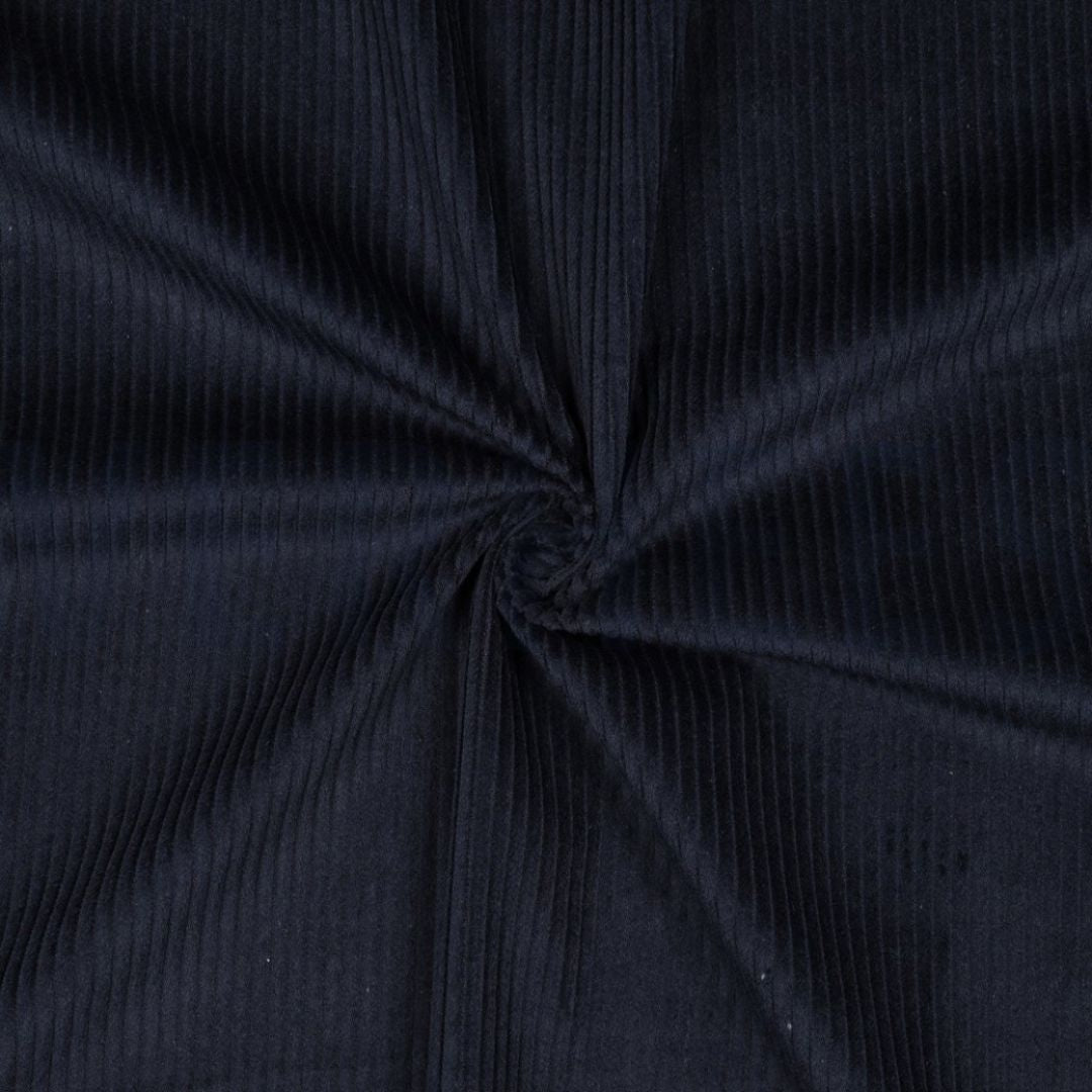 Washed Jumbo Corduroy Fabric - Navy