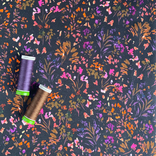 French Terry Knit Fabric - Floral - Priced per 0.5 metre