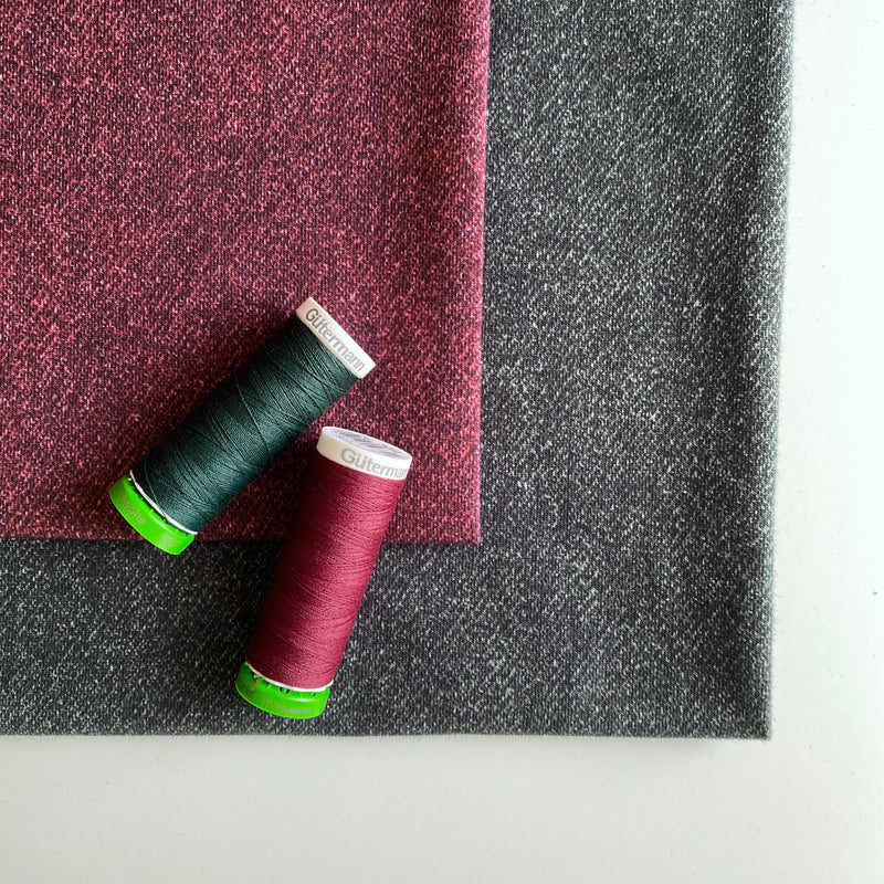 Organic French Terry Knit Fabric - Berry Denim - Priced per 0.5 metre