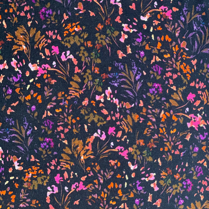 French Terry Knit Fabric - Floral - Priced per 0.5 metre