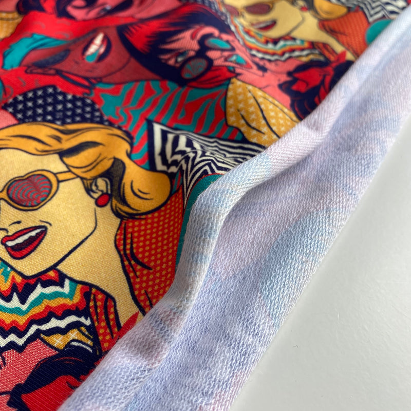 Retro Funk French Terry Knit Fabric - Red - Priced per 0.5 metre