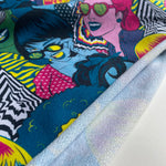Retro Funk French Terry Knit Fabric - Petrol - Priced per 0.5 metre