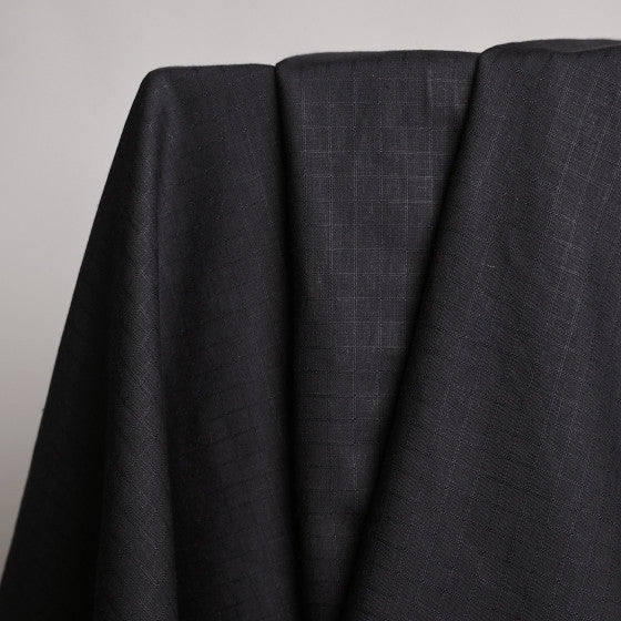 Little Tile - Charcoal - EcoVero Viscose Linen Blend Fabric - Atelier Brunette