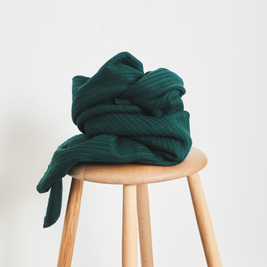 Organic Selanik Knit Fabric - Bottle Green - Priced per 0.5 metre