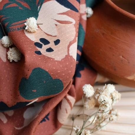 Posie Chestnut Viscose Dobby Fabric - Atelier Brunette - Priced per 0.5 metre