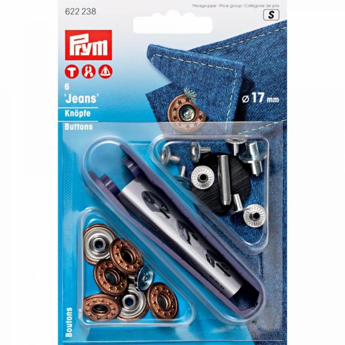 Prym Jeans Buttons 17mm - Open Top, Star Design, Old Bronze