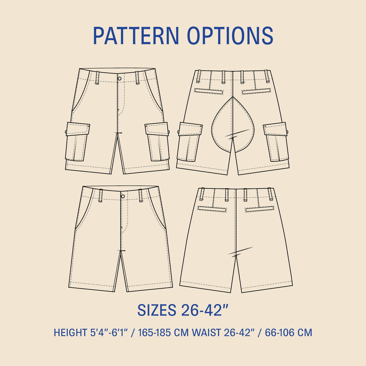 Cargo Shorts sewing pattern Wardrobe By Me