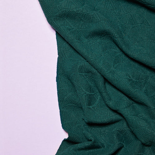 Organic Leaf Jacquard - Bottle Green - 0.5 metre