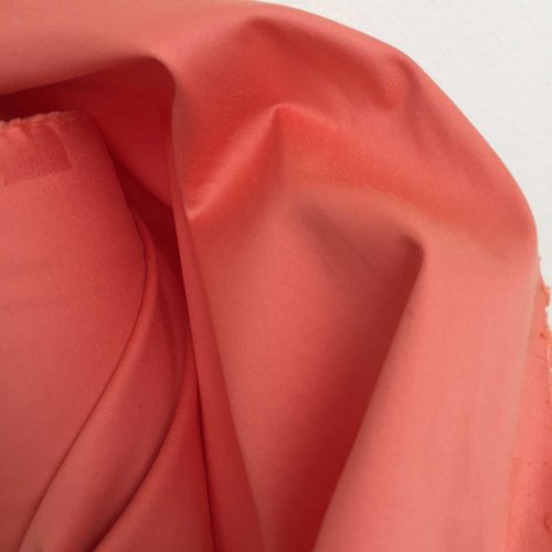 Stretch Cotton Satin. Beautiful summery stretch cotton satin with a fluid drape in coral. Premium quality  fabric made in Germany by Zuleeg.