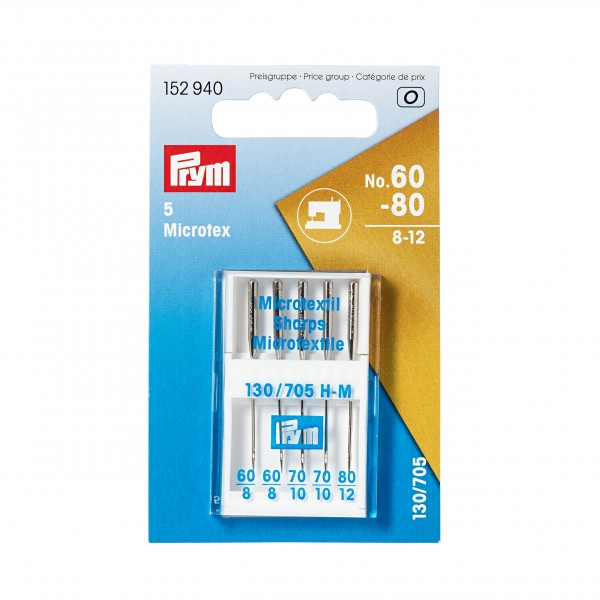 Prym Microtex Sewing Machine Needles, Assorted, Pack of 5