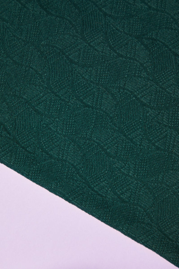 Organic Leaf Jacquard - Bottle Green - 0.5 metre