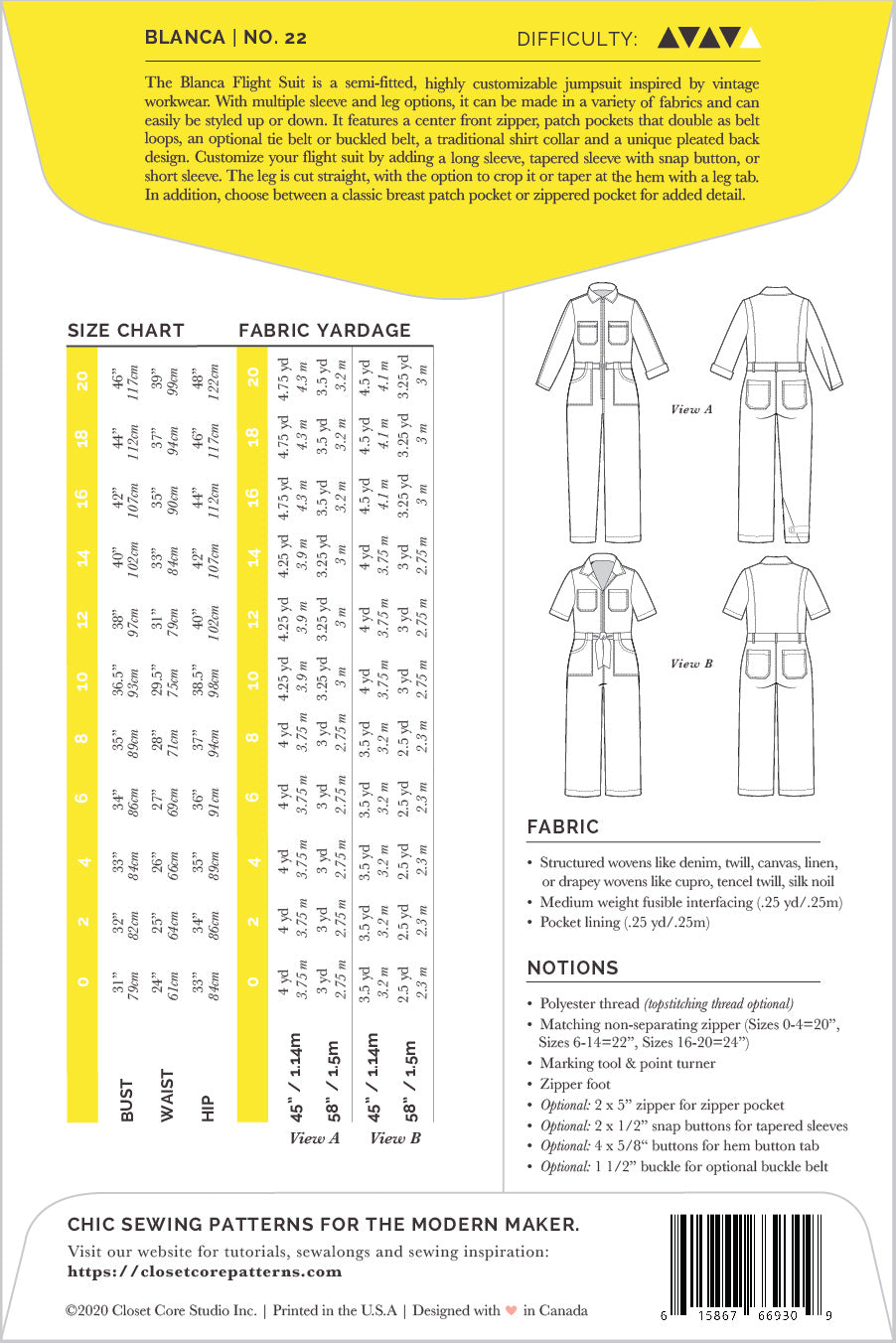 Blanca Flight Suit Pattern by Closet Core