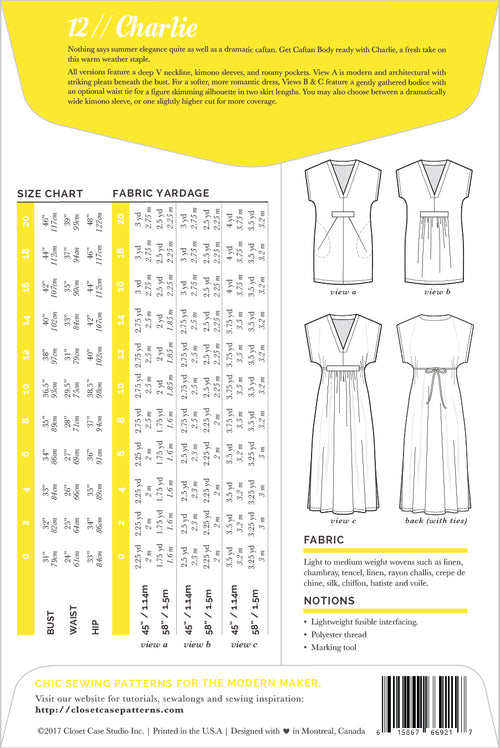 Charlie Caftan Pattern by Closet Case